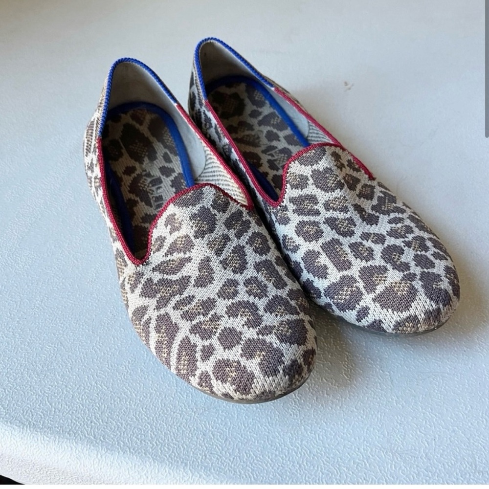 Rothy's The Loafer Mocha Spot Animal Print Knit Flats Slip On Shoes Women’s 7‎